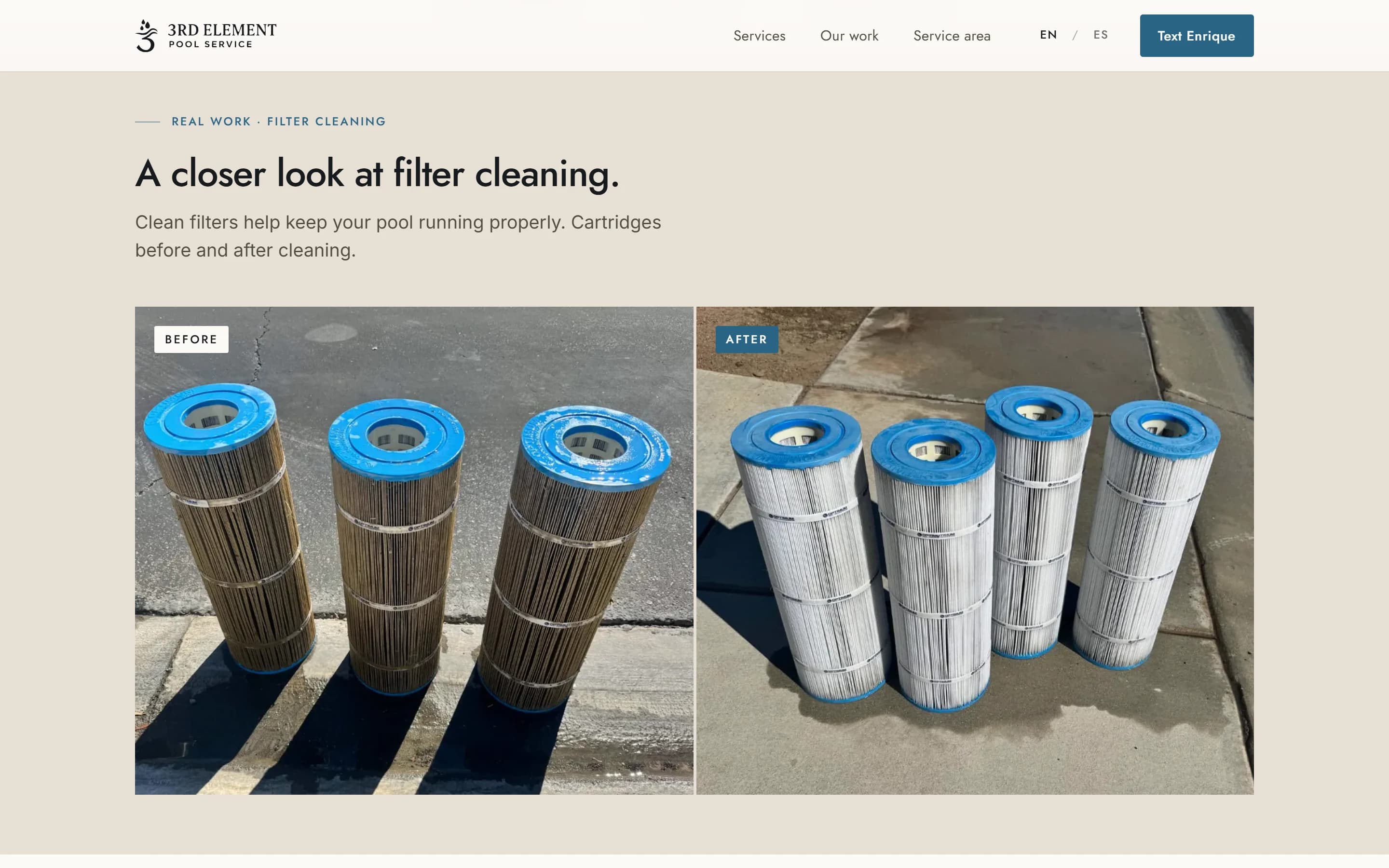 Before and after filter cleaning section on desktop
