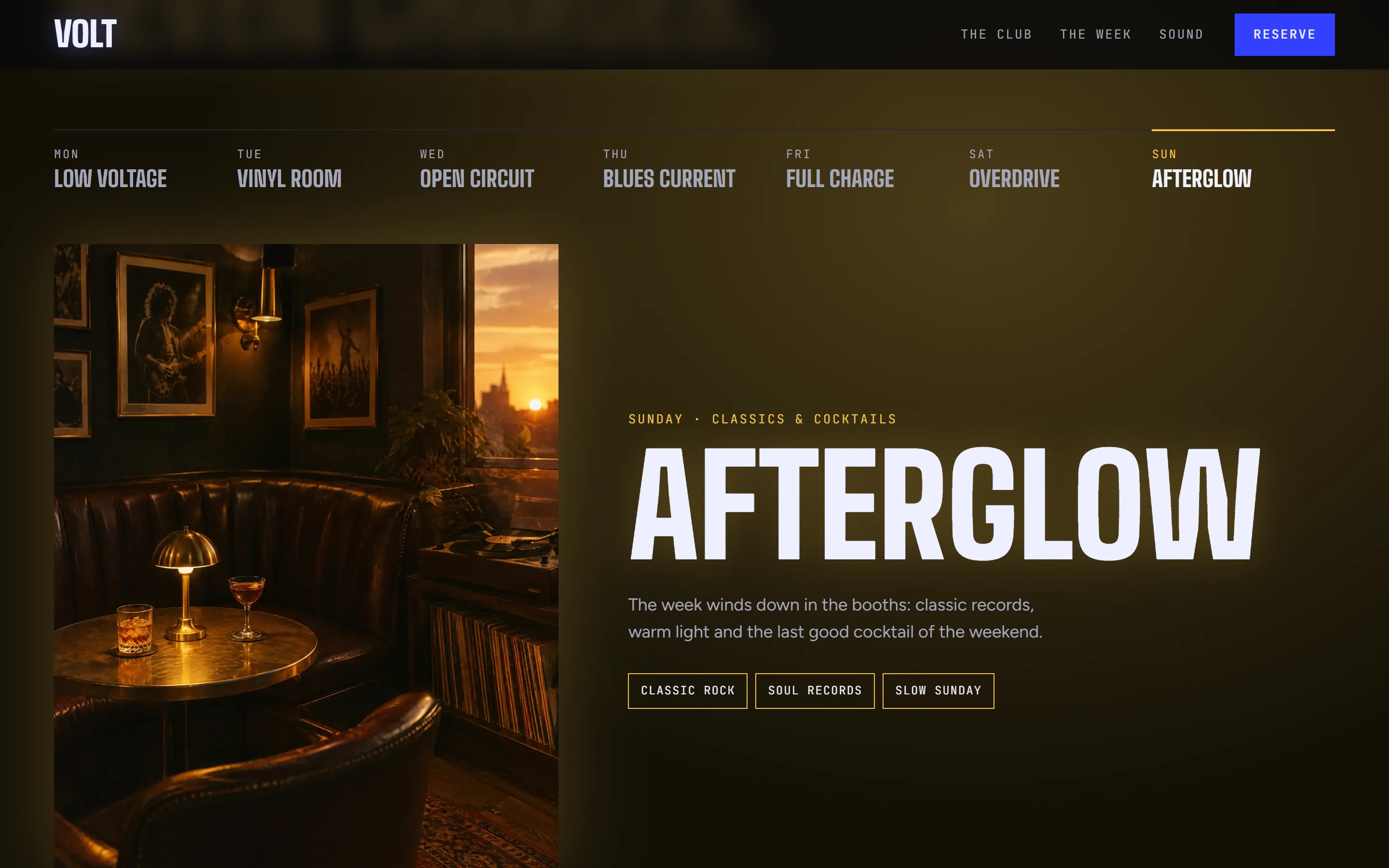 The week section tinted gold for Afterglow